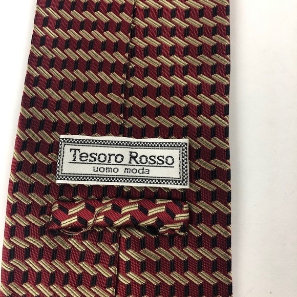 Tesoro Rosso Mens Tie, Red Silk - Picture 7 of 7
